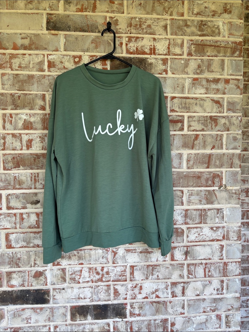 Unbranded Olive Green Lucky Graphic Sweatshirt